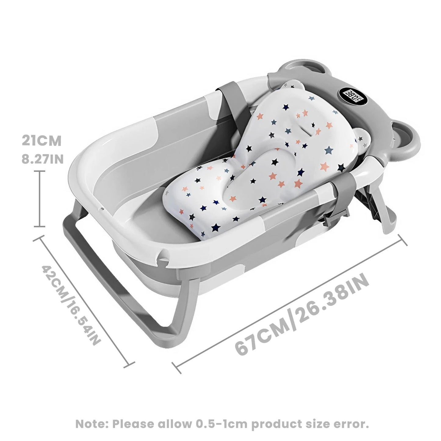 Portable Collapsible Baby Bathtub With Thermometer And Drain Hole
