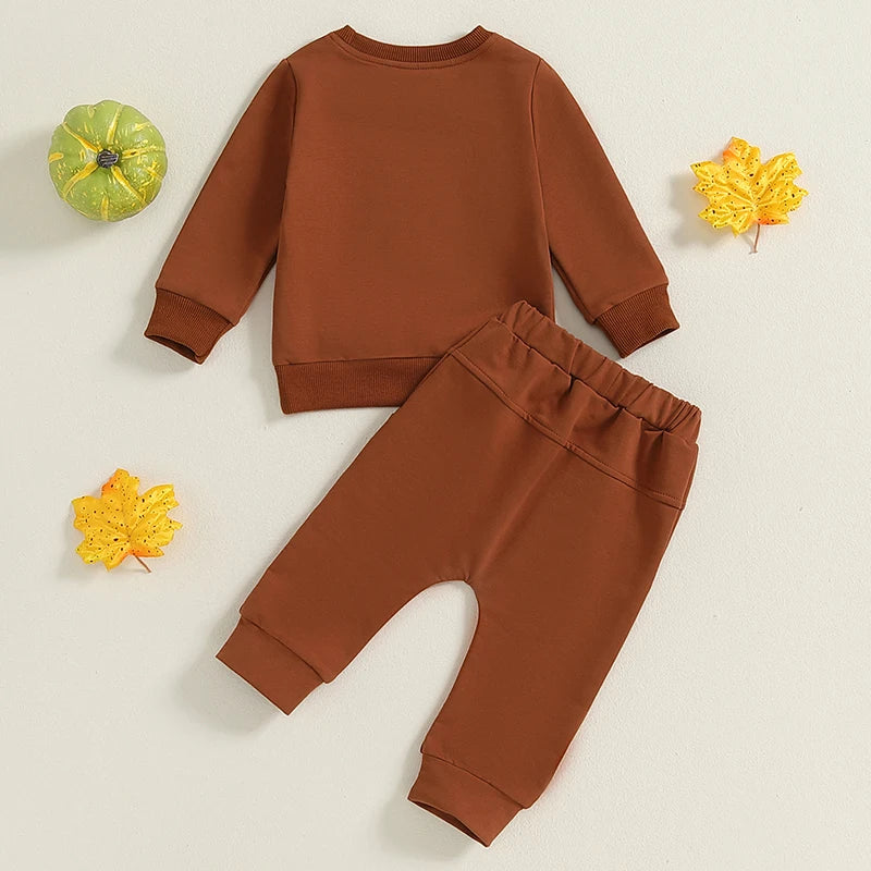 Pudcoco Toddler Girl Thanksgiving Outfit Turkey Print Long Sleeve Shirt Elastic Waist Leggings 2 Piece Set