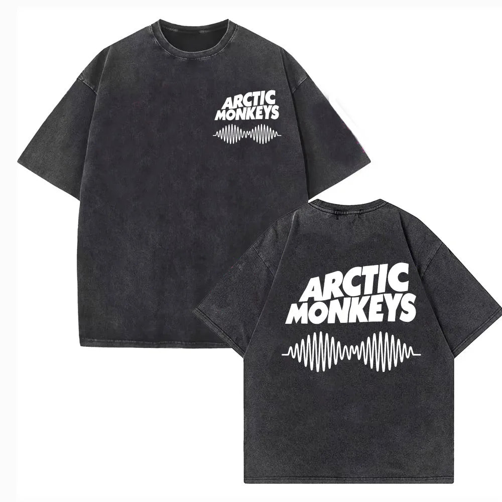 Arctic Monkeys Washed Shirt Cotton High Quality Male University Classic Aesthetic T Shirt Streetwear Breathable Graphic Retro