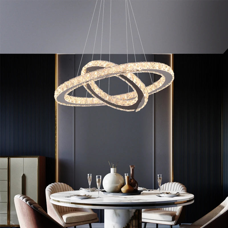 Deckro Crystal Chandeliers Ring Shaped Pendant Lights Living Room Kitchen