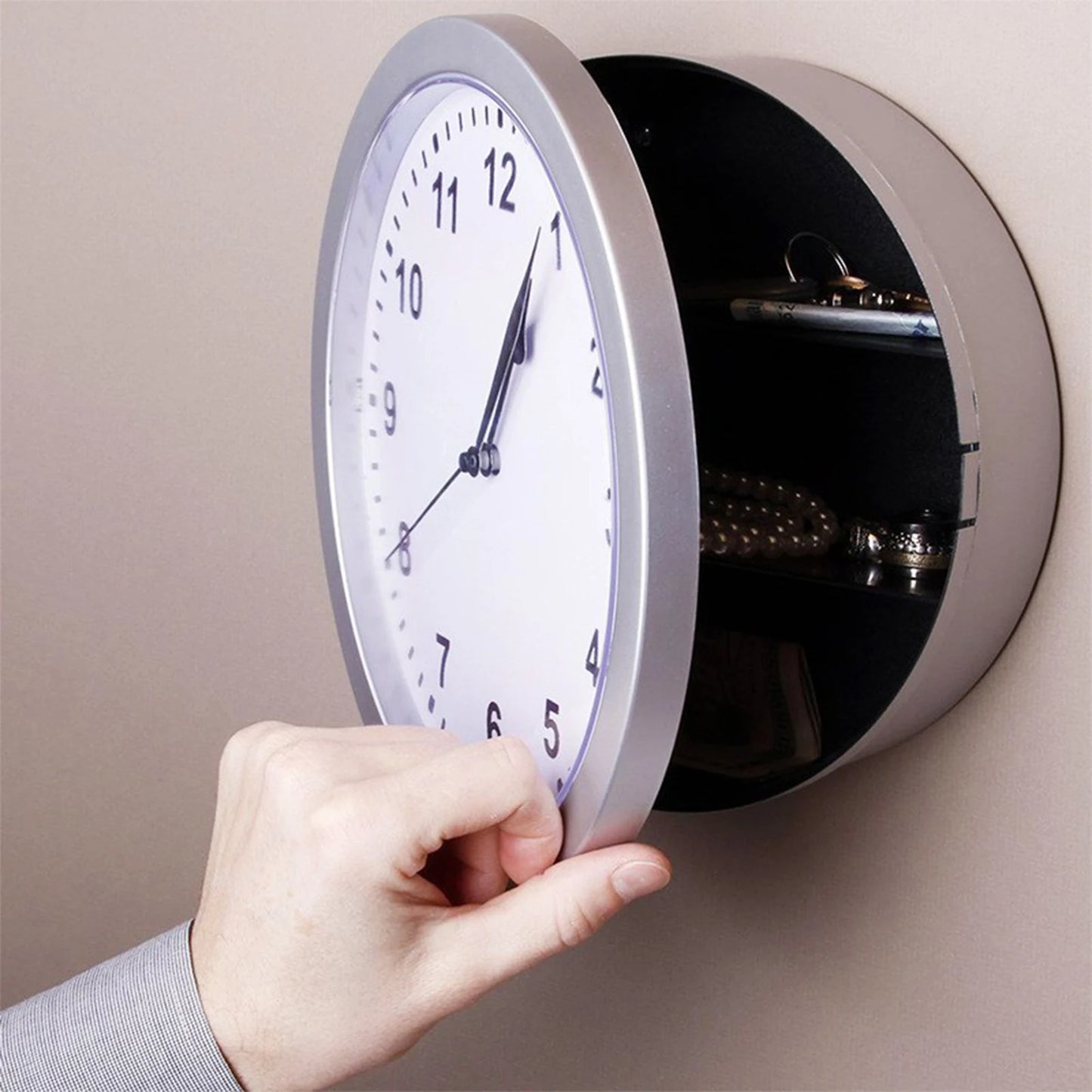 Wall Mounted Clock with Safe Simple and Generous Design Wall Clock & Safe for Hiding Money Jewelry Gold