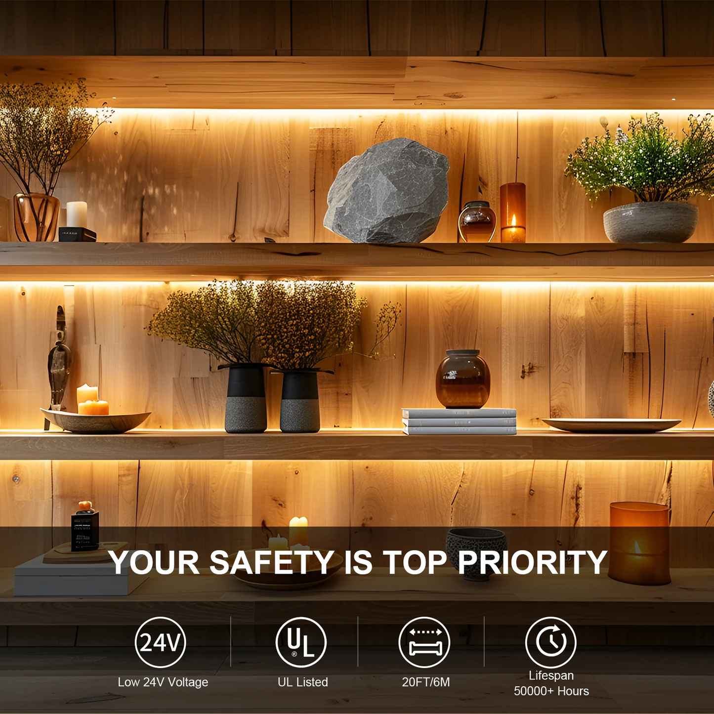 COB LED Strip Light 6m 324led/m Warm/Natural/Cold White High CRI 90+ with RF Remote Light Strip Flexible for Bedroom Kitchen