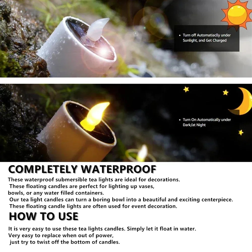 Yeahmart Solar Candle Set Led Flickering Tea Lights Lamp