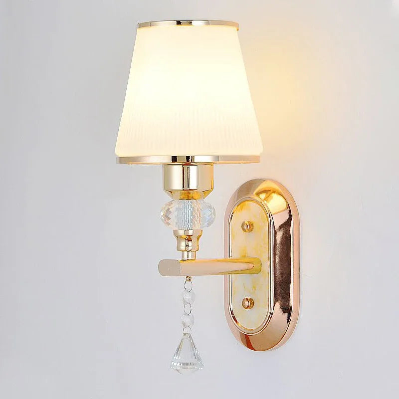 Elegant Luxurious Minimalist Crystal Bedside Wall Sconce Lamp For BedroomsAndLivingRooms