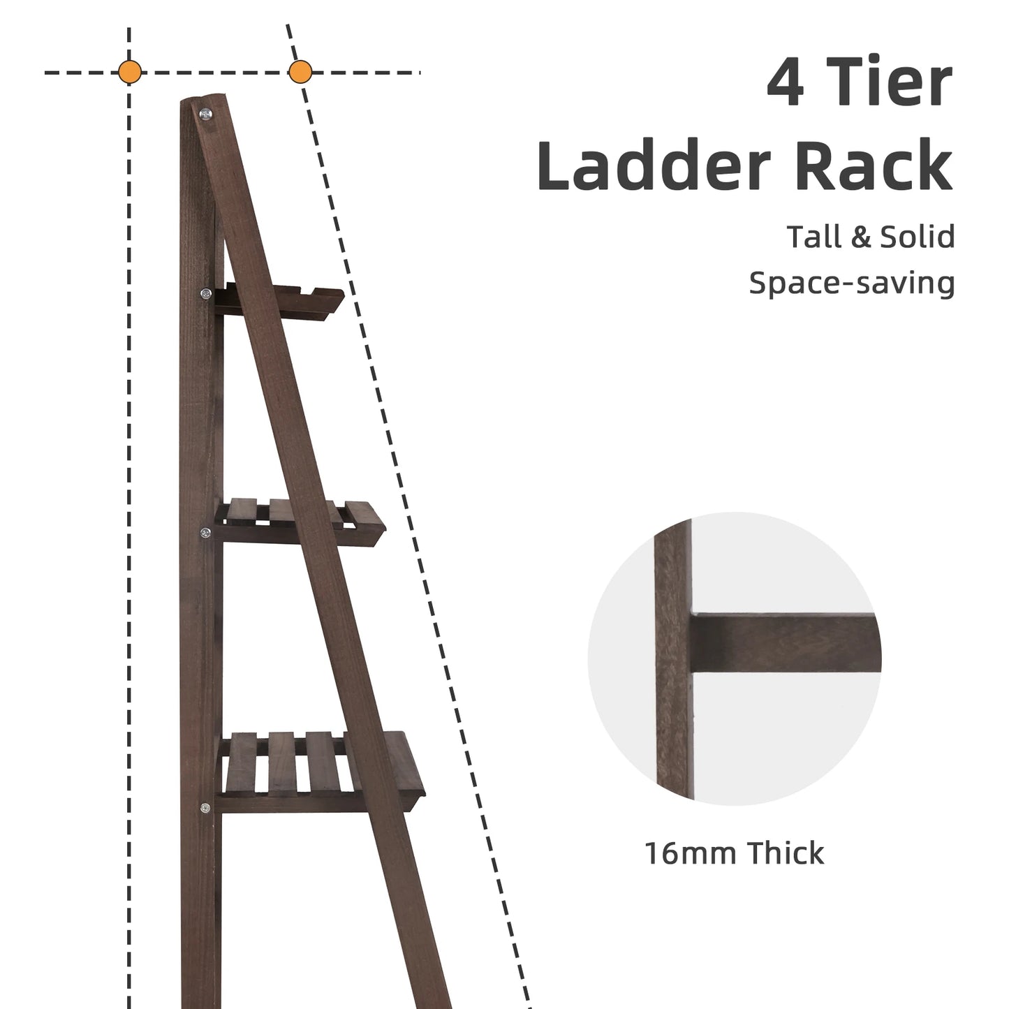 Folding 4 Tier Ladder Shelf Wood Storage Rack for Indoor Plants