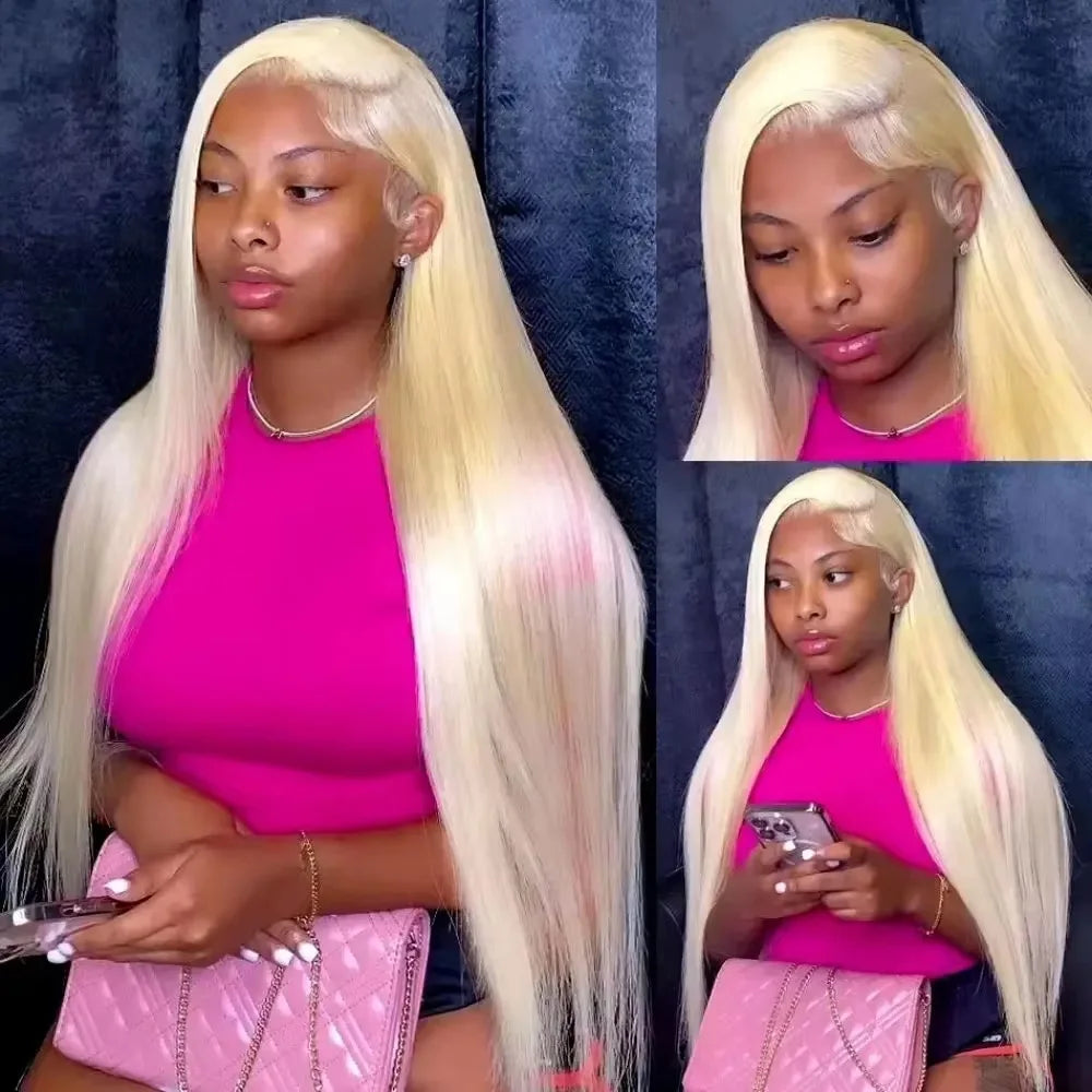 613 Straight Human Hair Wig 13x6 HD Lace Frontal Wigs 613 Honey Blonde Straight Brazilian Lace Frontal Wig 200 Density 46 Inch