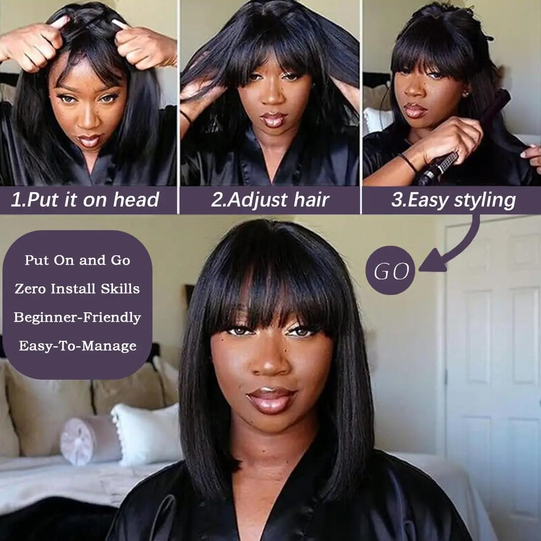 Rosslyn Bob Wig Human Hair Straight Wigs Full Machine Wig Black Wig 1b Bleached Knoted Short Human Hair Wigs Brazilian Original