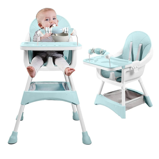 Convertible Foldable High Chair With Tray Cup Holder