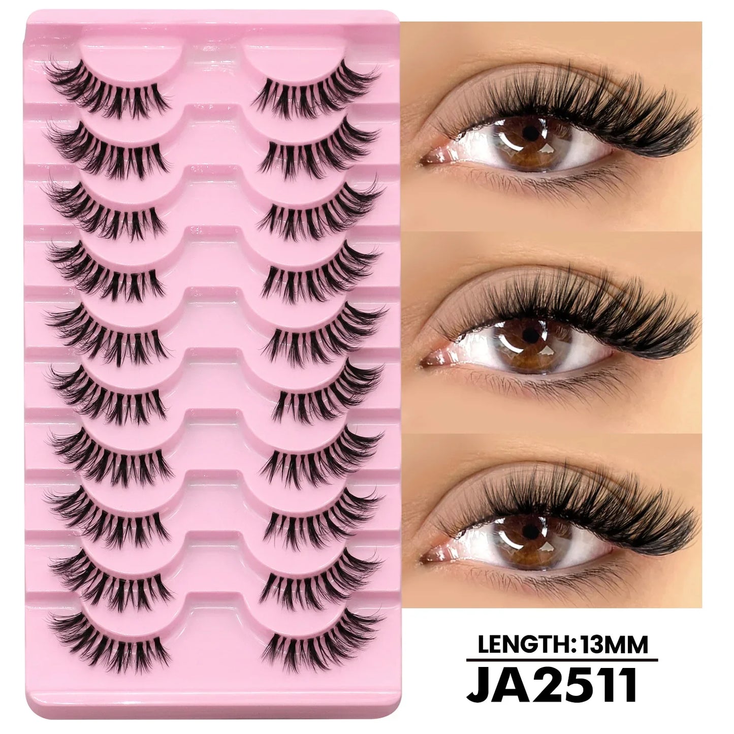 Two Boxs Half Eyelashes Natural Fluffy Cat Eye Lashes Soft Wispy Faux Mink Lashes Winged End Eye Elongated Eyelashes