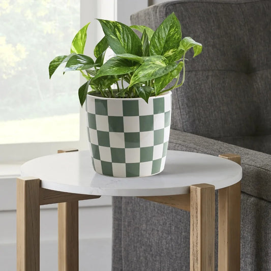 Hign-concerned Ceramic Planter Trellis Checkered Pattern