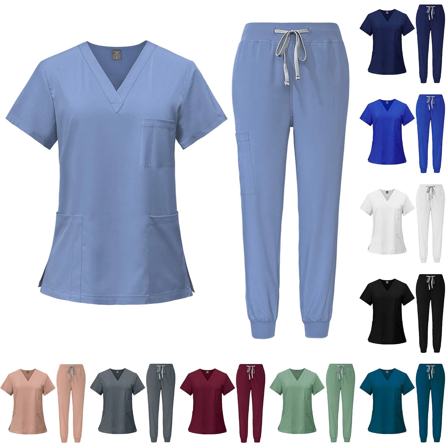 Eillysevens Women Quick Dry Nurse Uniform V Neck Set