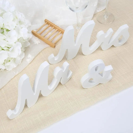HiMISSH Wooden Mr And Mrs Sign Freestanding Table Decor