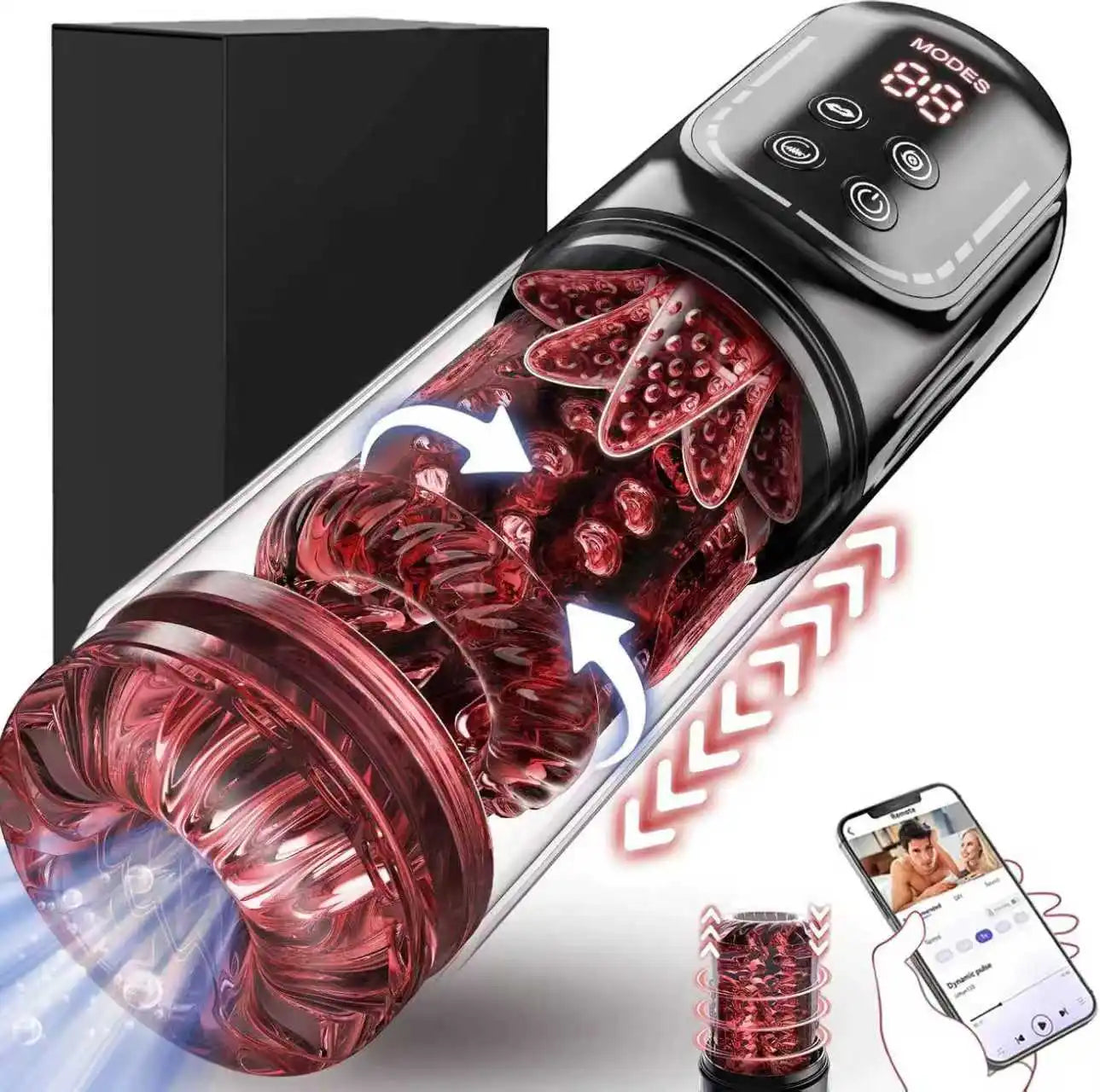 APP LED Automatic Male Masturbator Cup 7 Sucking Rotating Licking Thusting Modes Pocket Pussy Stroker Blowjob Sex Toys For Men