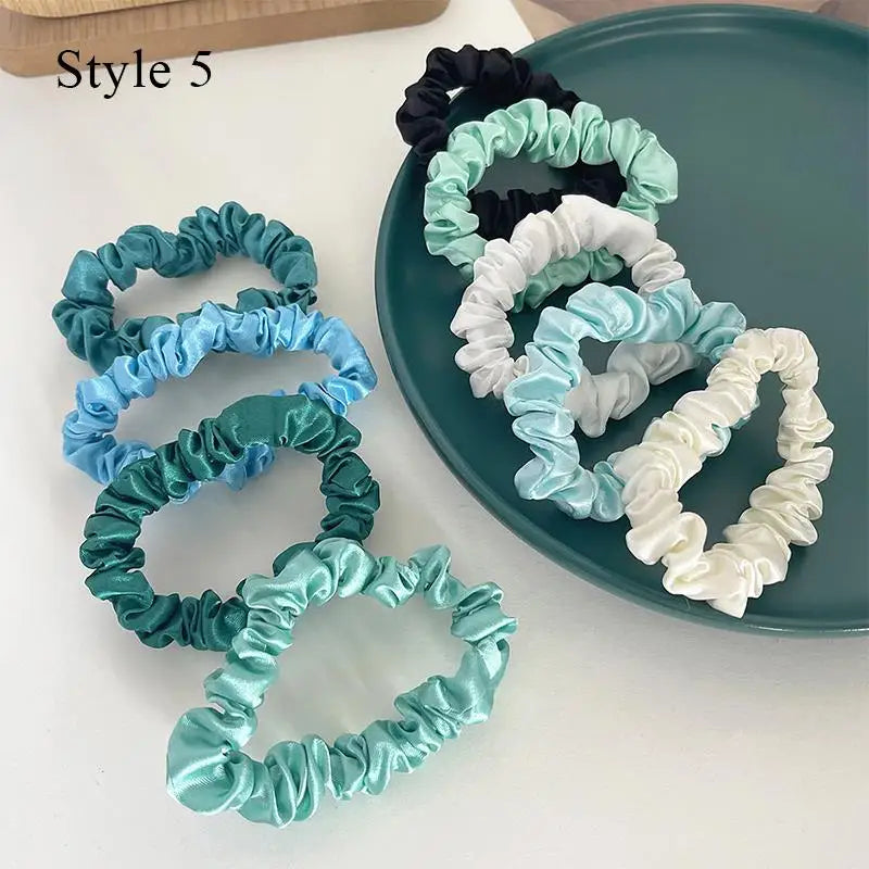 Satin Silk Hair Scrunchies 10pcs Set For Women Elastic Comfort
