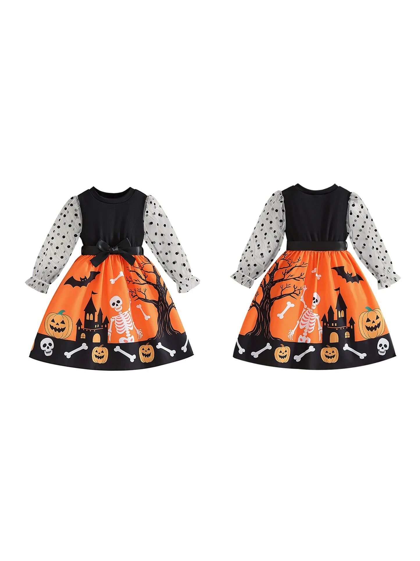 Built In Toddler Halloween Ghost Web Print Jumpsuit Cape