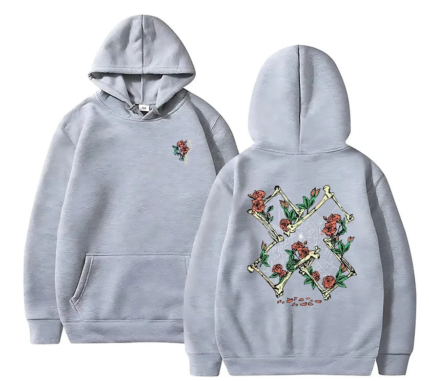 Unisex Fleece Lined Hoodie With Butterfly Rose Gothic Print