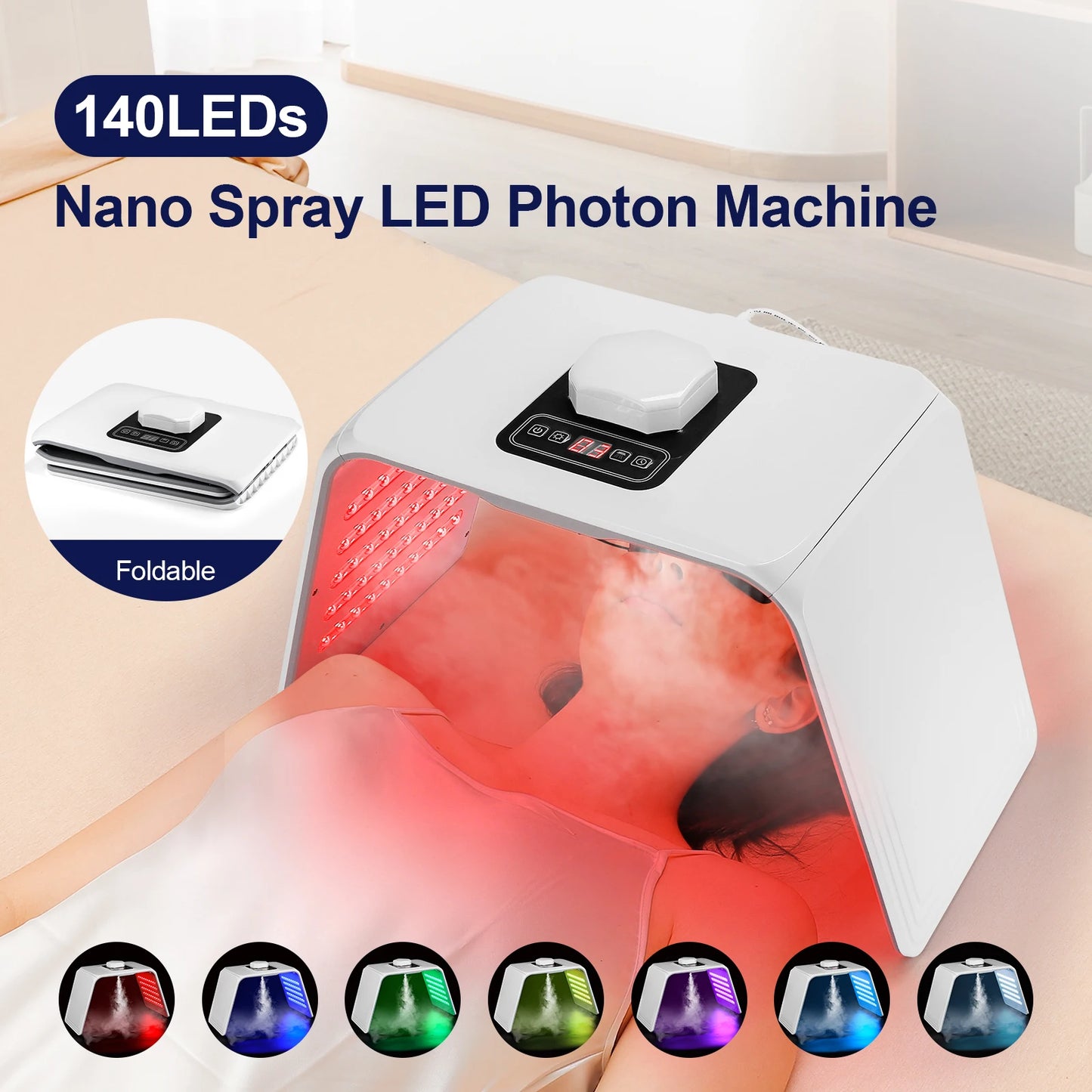 7 Colors LED Photon Machine Red Light Therapy Device with Nano Spray Anti-aging facial Rejuvenation Home SPA Skin Care Tool