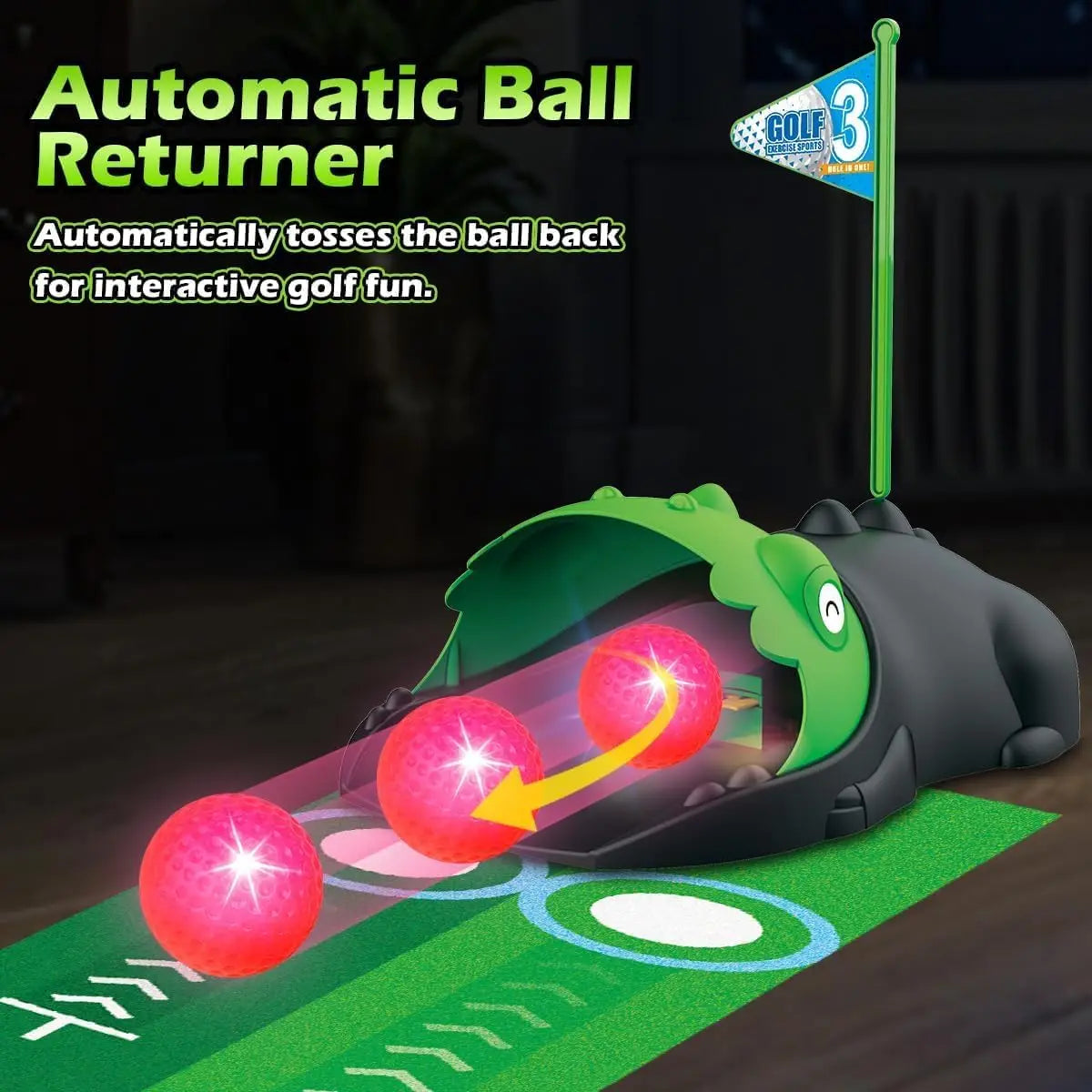 Kids Toy Golf Set Auto Returner Night Light Golf Balls Mat Toddler Mini Golf Game Indoor Outdoor Sports Toys Boys Christmas Gift