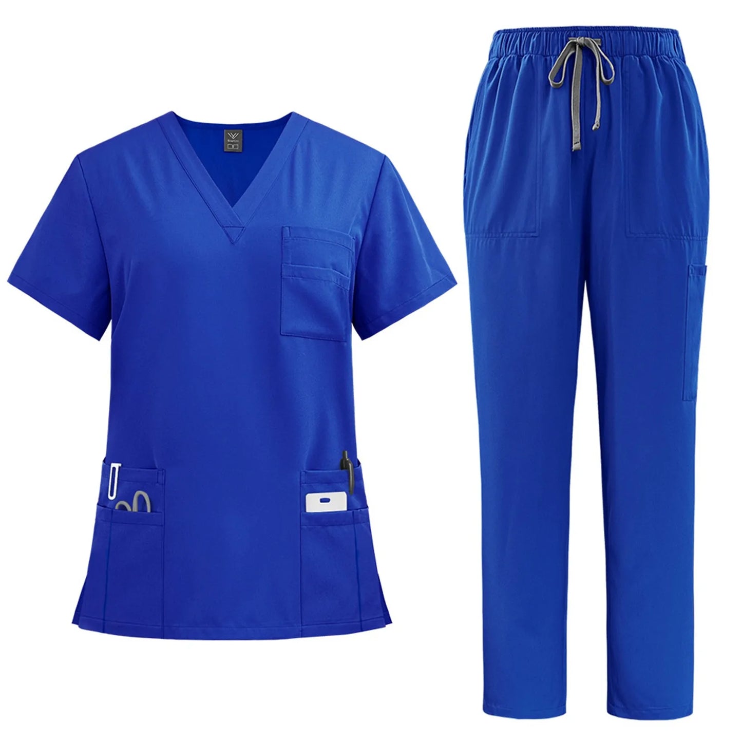 Medical Nurse Uniform 2Piece Scrubs Set Women Polyester