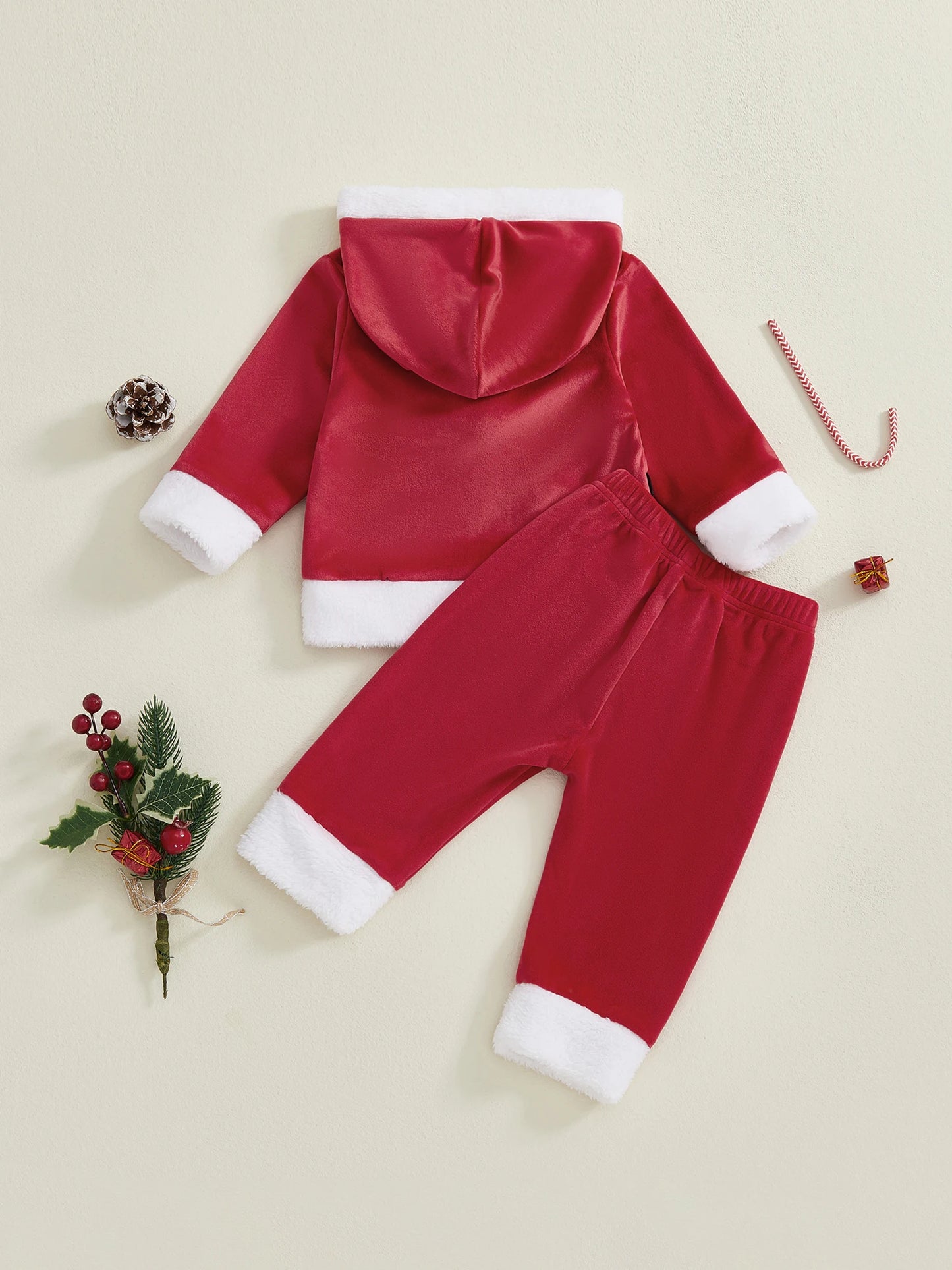 Christmas Santa Claus Kids Costume Hoodie Pants Cosplay Set