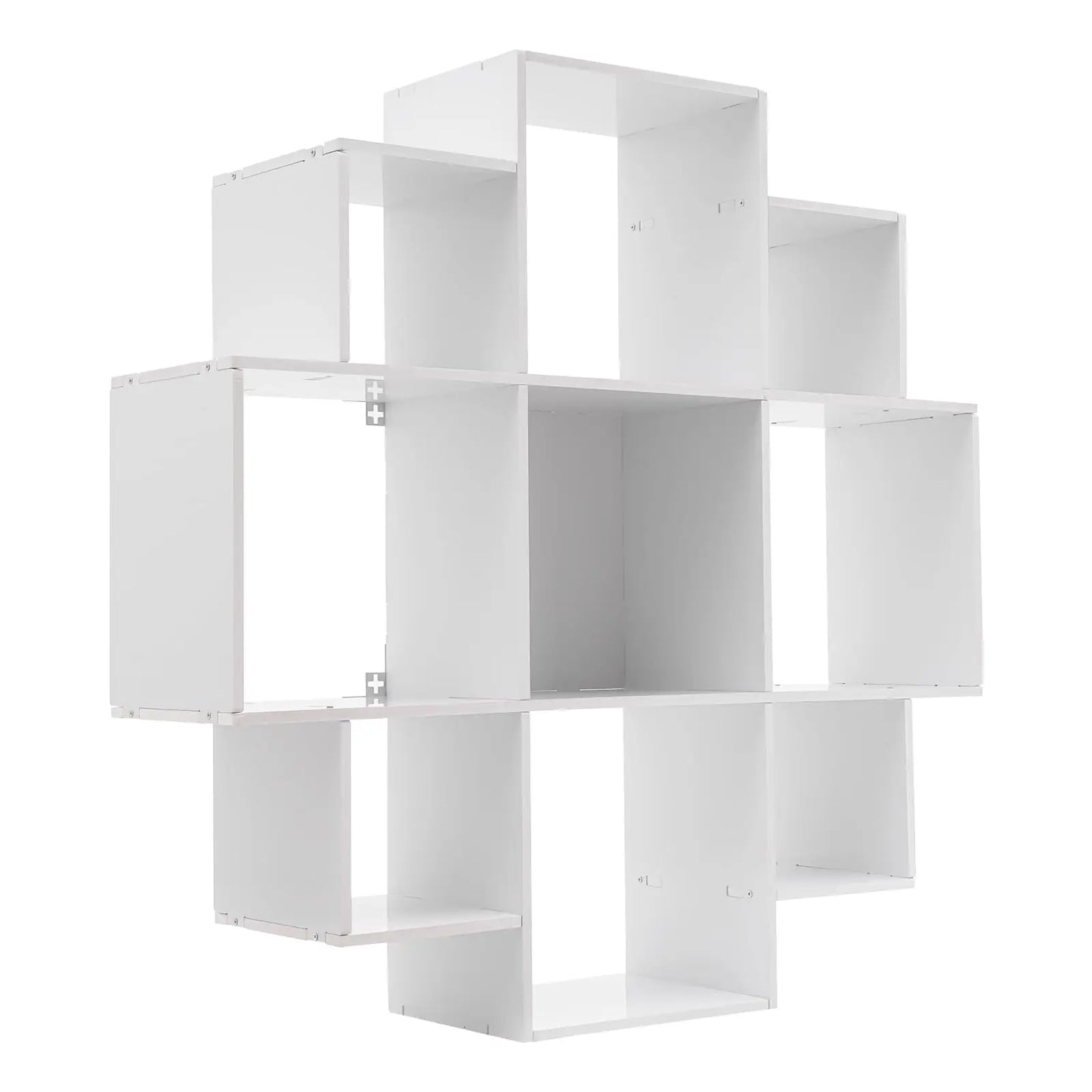 Hign-concerned Wall Mounted Bookcase 3-Tier Floating Shelf With 9 Compartments