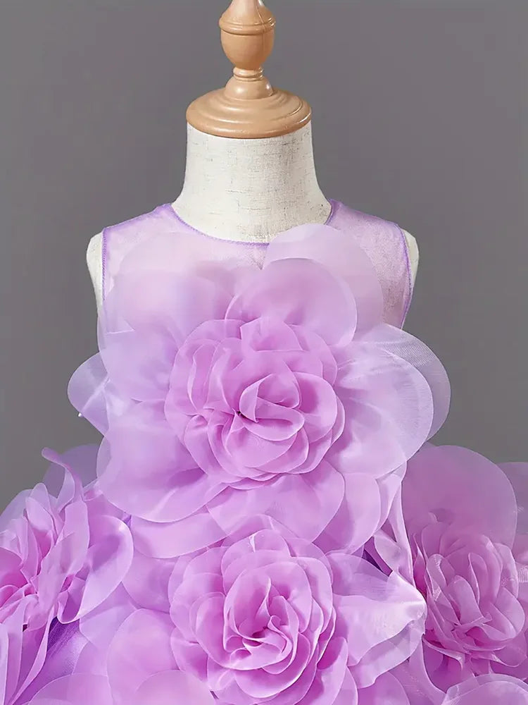 Girls Princess Dress Luxury Elegant Sleeveless Party Evening Ball Gown For Kids Children