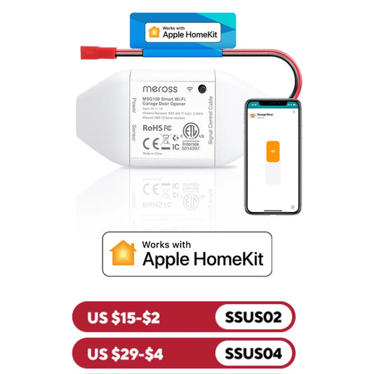 Meross HomeKit Smart WiFi Garage Door Opener Alexa Support