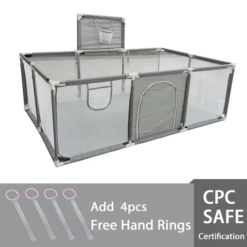 Baby Playpen With Pull Rings Indoor Playground Ball Pool Fence For Kids Safety At Home