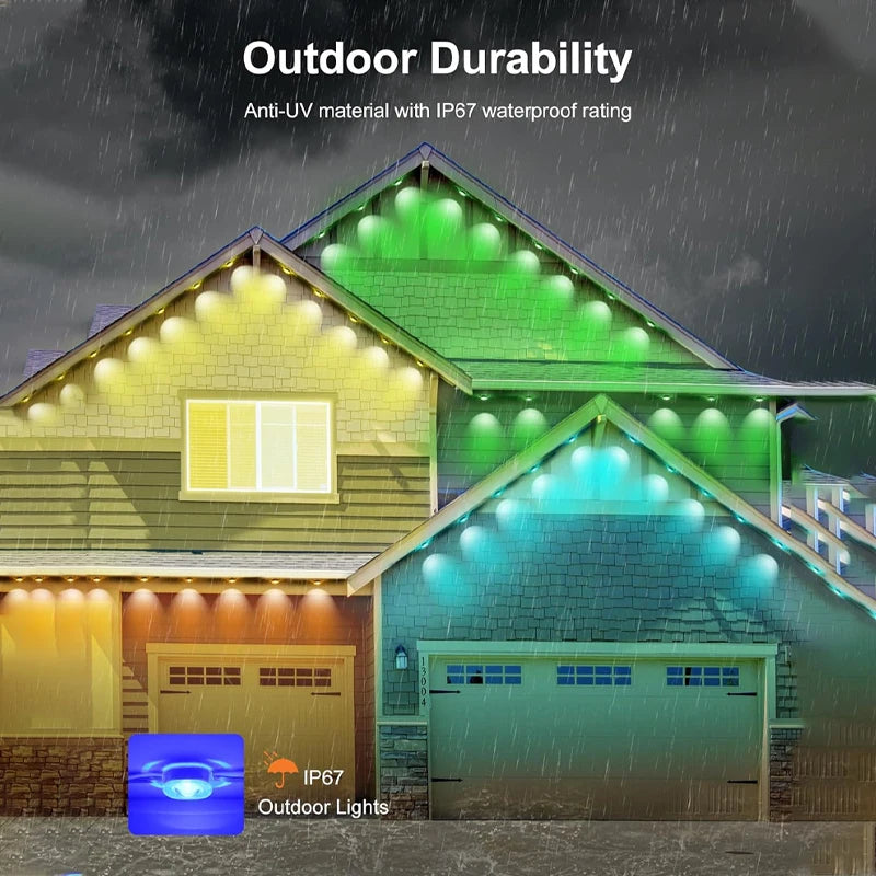 SZREBOW Permanent Outdoor RGBIC Eaves LED String Lights