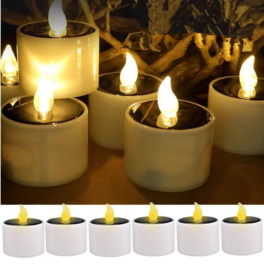 Yeahmart Solar Candle Set Led Flickering Tea Lights Lamp