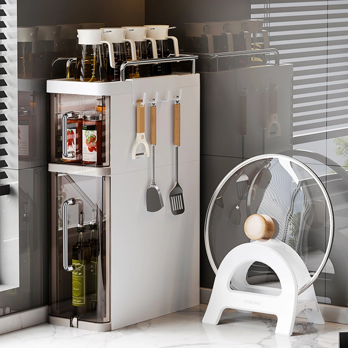 HiMISSH 3 Layer Kitchen Utensil Rack Pullout Organizer