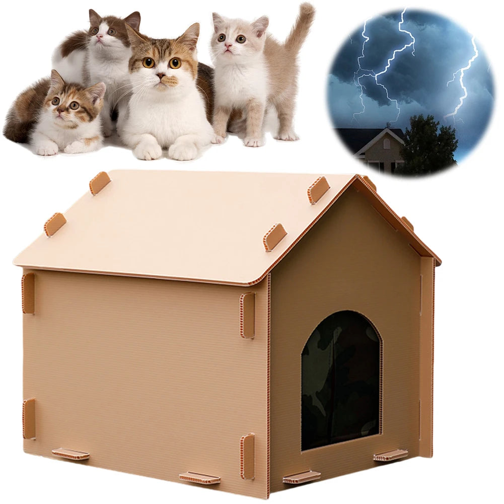 AlloetHign-concerned Weatherproof Cat Shelter Foldable House