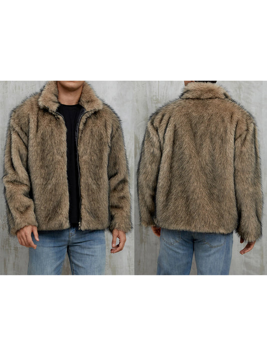 CN Guangdong Men Faux Fur Jacket Winter Thick Collar Coat