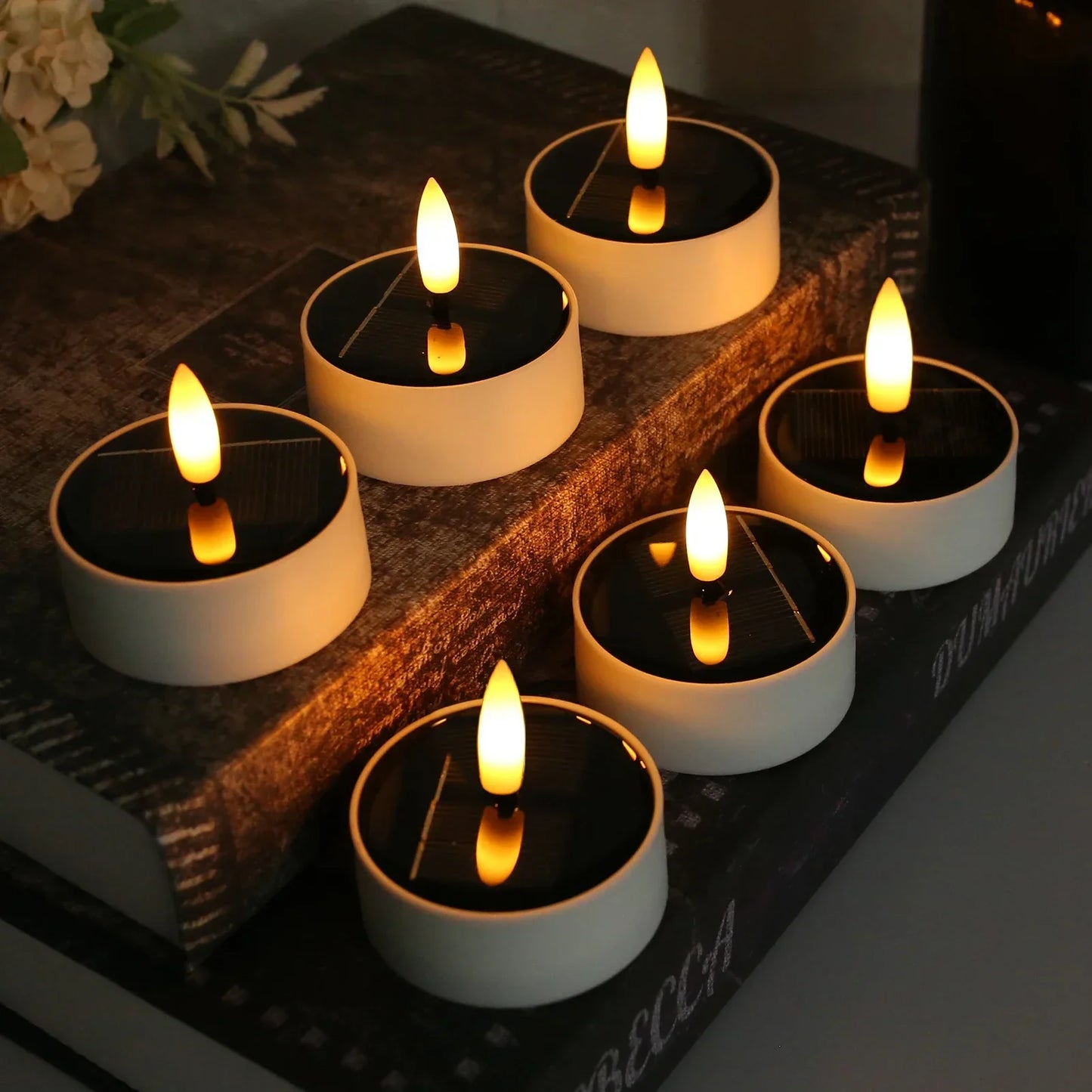 Yeahmart Solar Candle Set Led Flickering Tea Lights Lamp