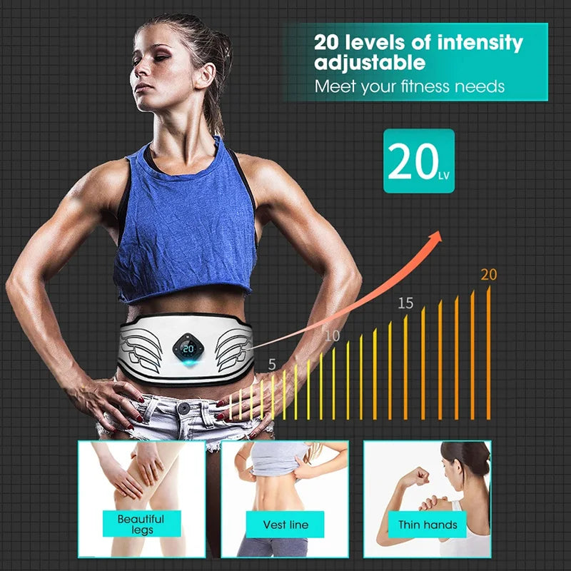 RINDU ABS Stimulator Ab Machine EMS Toning Belt USB Fitness