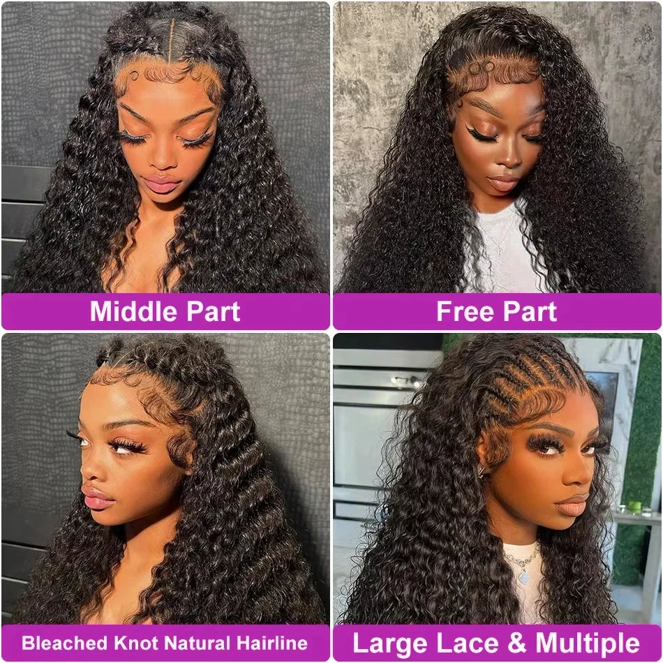 SoGreat Deep Wave Lace Front Wig 13x6 Curly Hd Lace Wig 13x4 Human Hair Water Wave Natural Black Wig Pre-Plucked Brazilian Hair