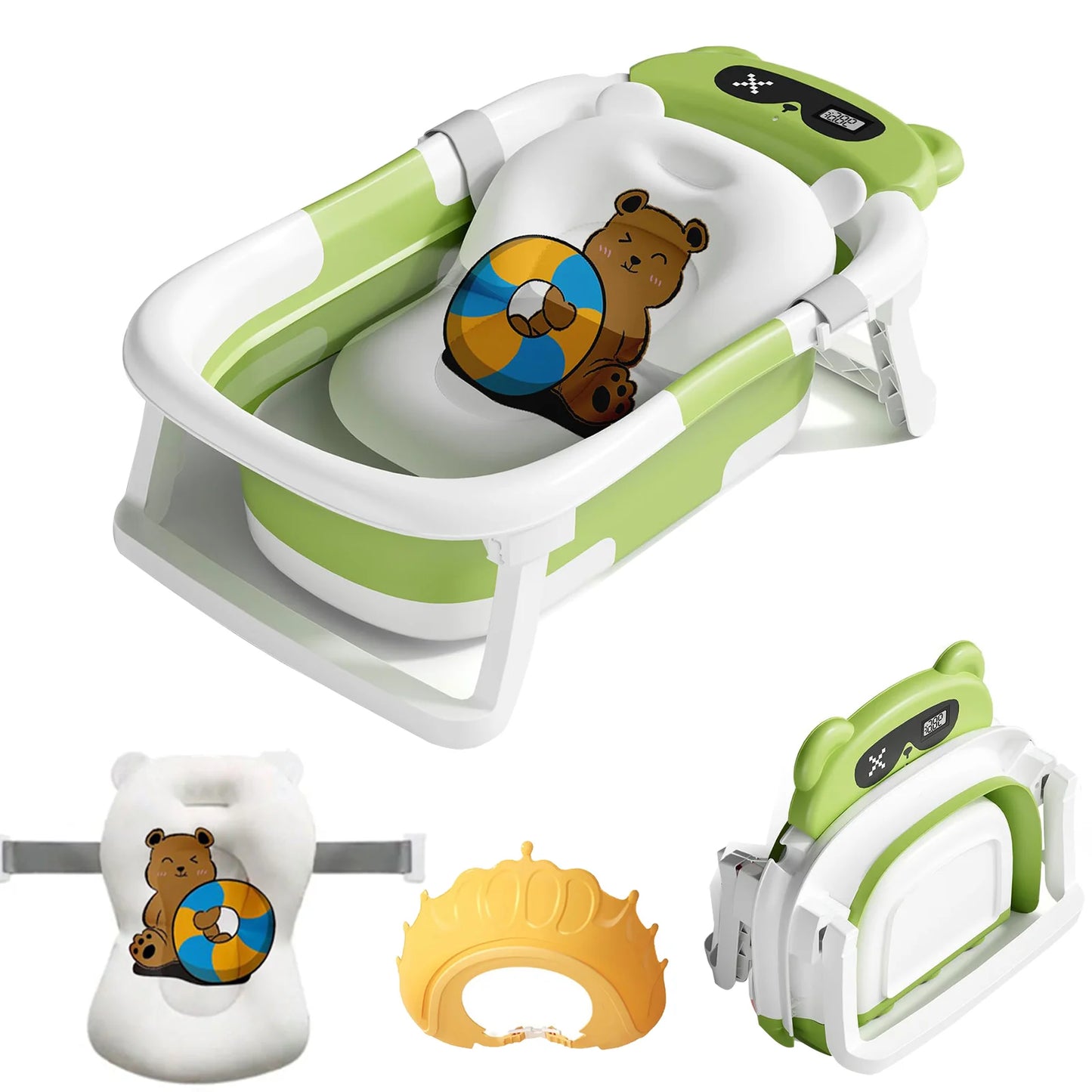 Foldable Baby Bath Tub With Cushion And Thermometer