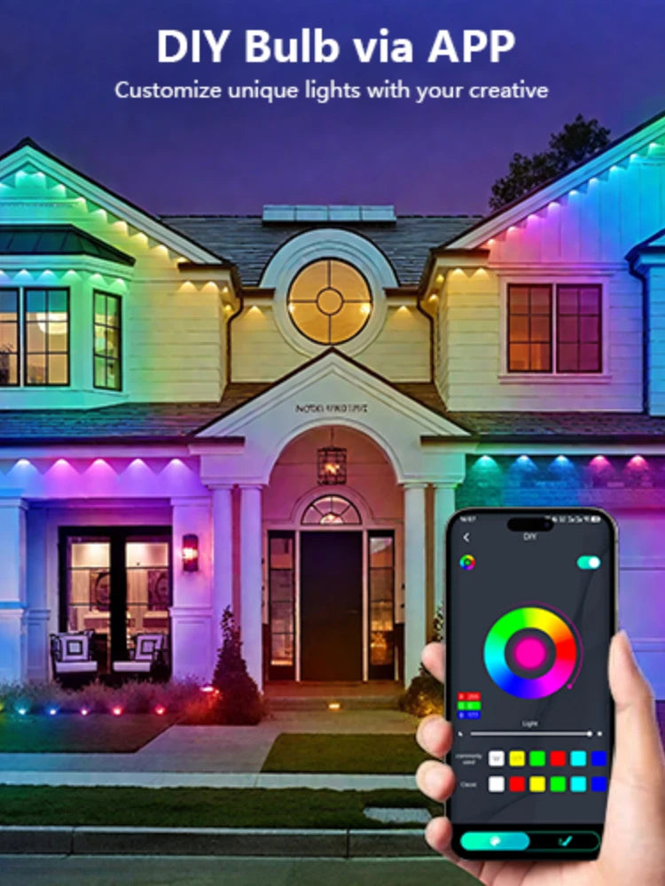 Permanent Outdoor Lights, Smart RGB LED Lights for House IP67 Waterproof for Christmas Holiday Party Halloween Decorations