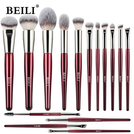 BEILI Makeup Brushes 15Pcs Professional Eyeshadow Brush Set Premium Synthetic Makeup Brushes for Liquid, Cream Powder Eyeshadow