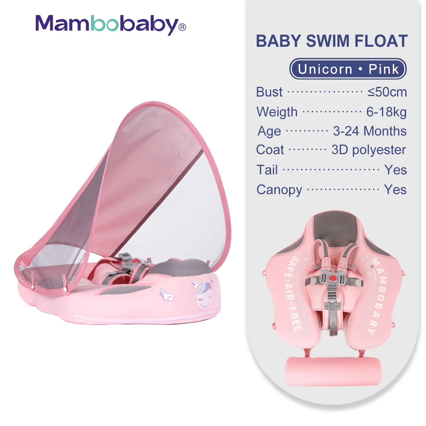 Mambobaby Baby Float With Sunshade And Crotch Strap