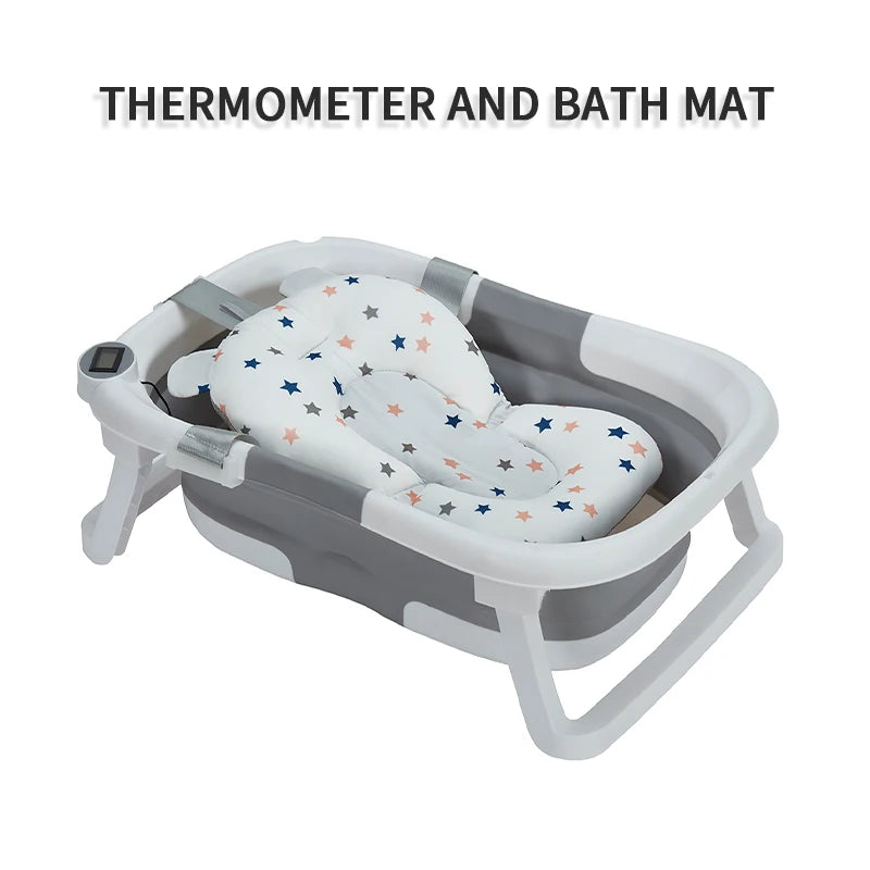 Hign-concerned Foldable Baby Bathtub Cushion Thermometer
