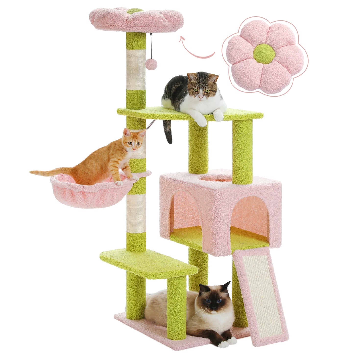 PEQULTICN Flower Cat Tree Multi Level Cat Tower Indoor