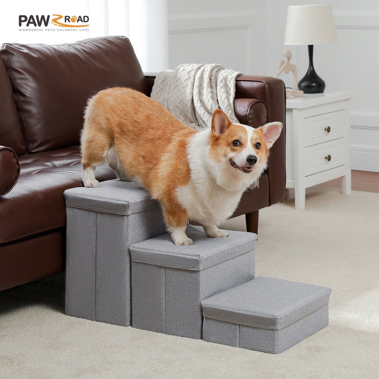 PAWZ Road Three Tier Dog Stairs Foldable Pet Ramp Storage