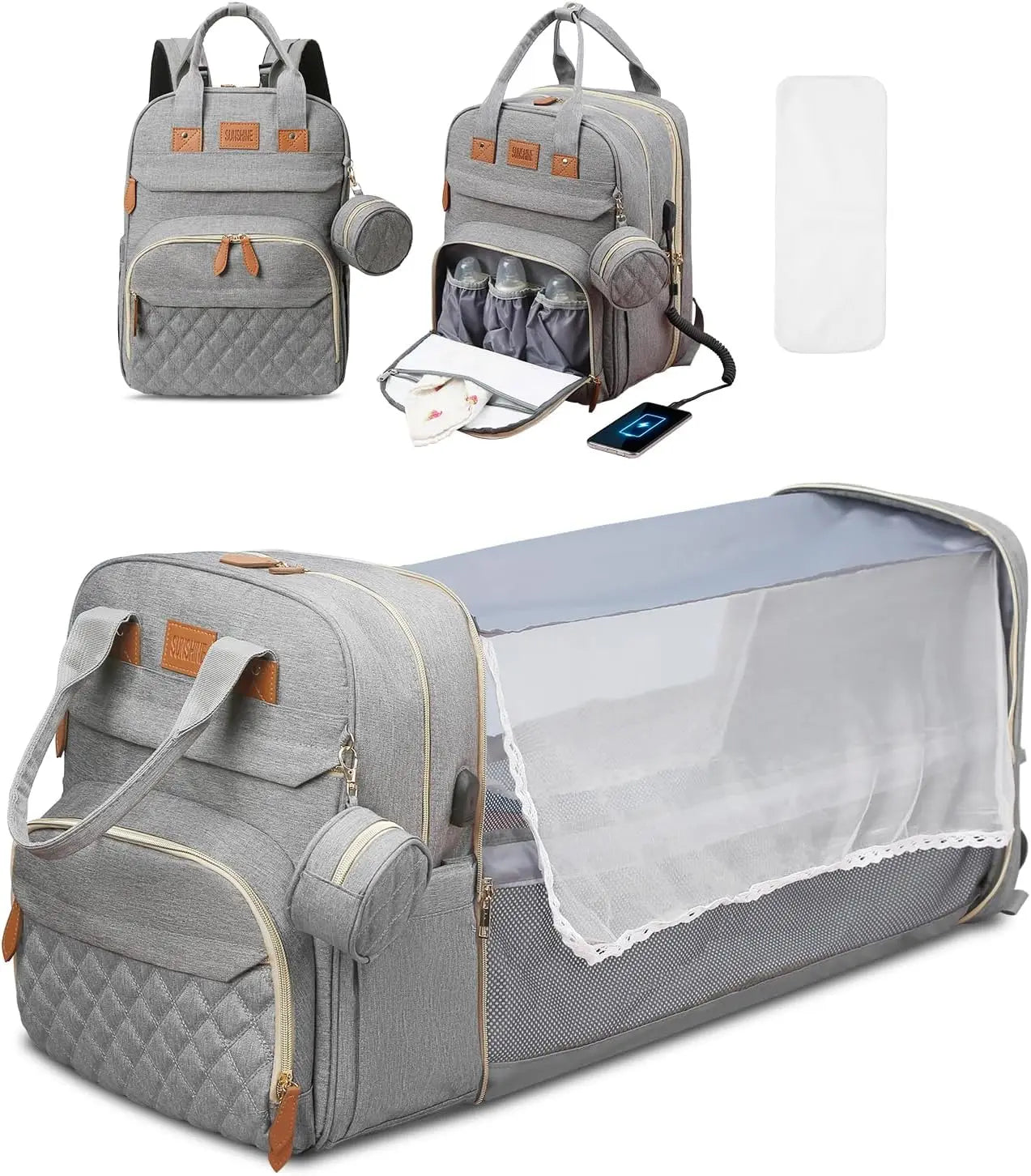 RsenFremior Diaper Bag Backpack With Changing Station And Bed