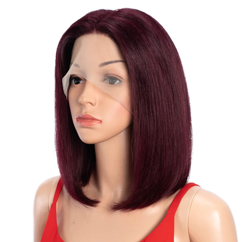 Remy Bob Lace Front Wig Straight Human Hair Lightweight
