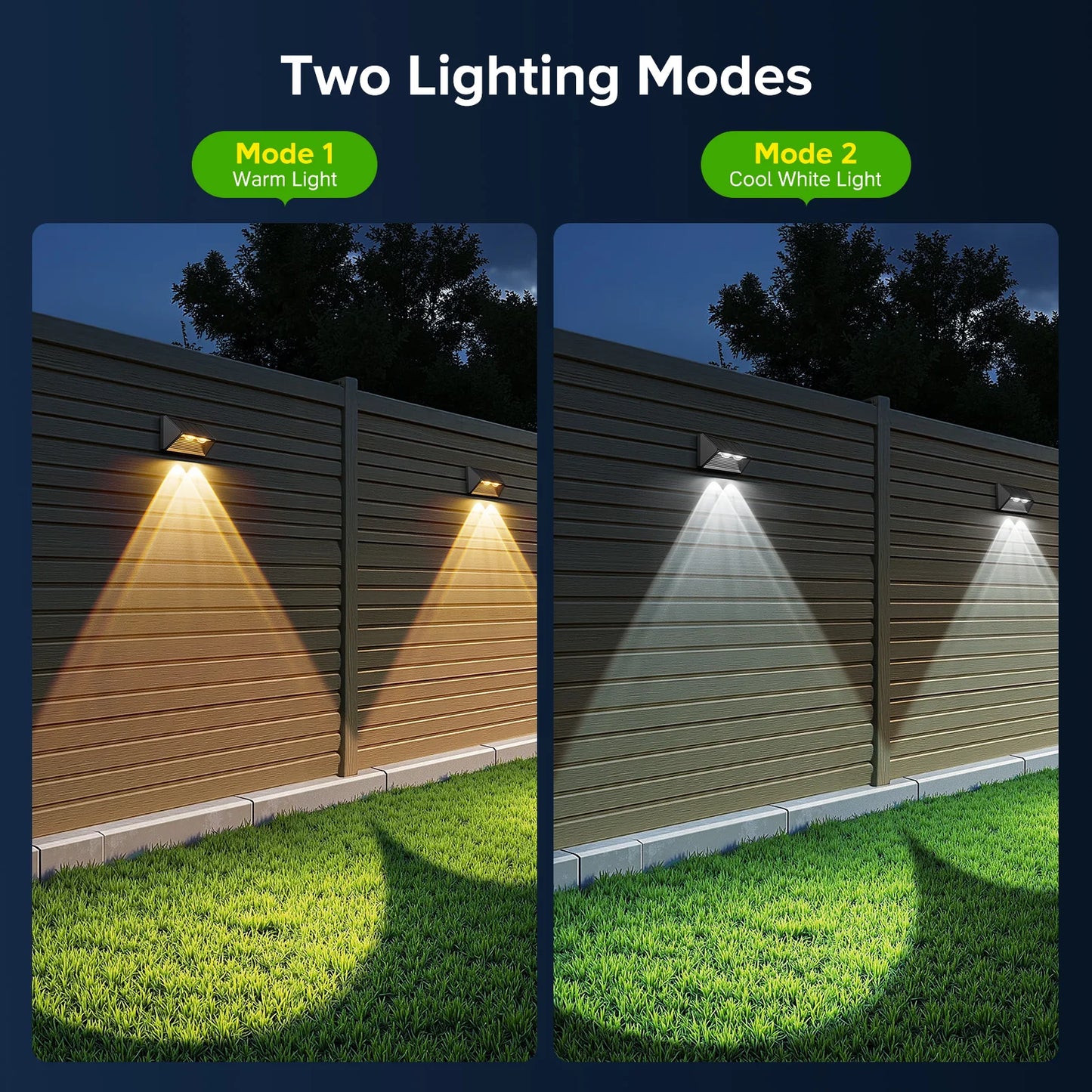 4/8/12-Pack Solar Fence/Step Lights, Cool/Warm White LED,  for Walls/Stairs/Yards/Pools