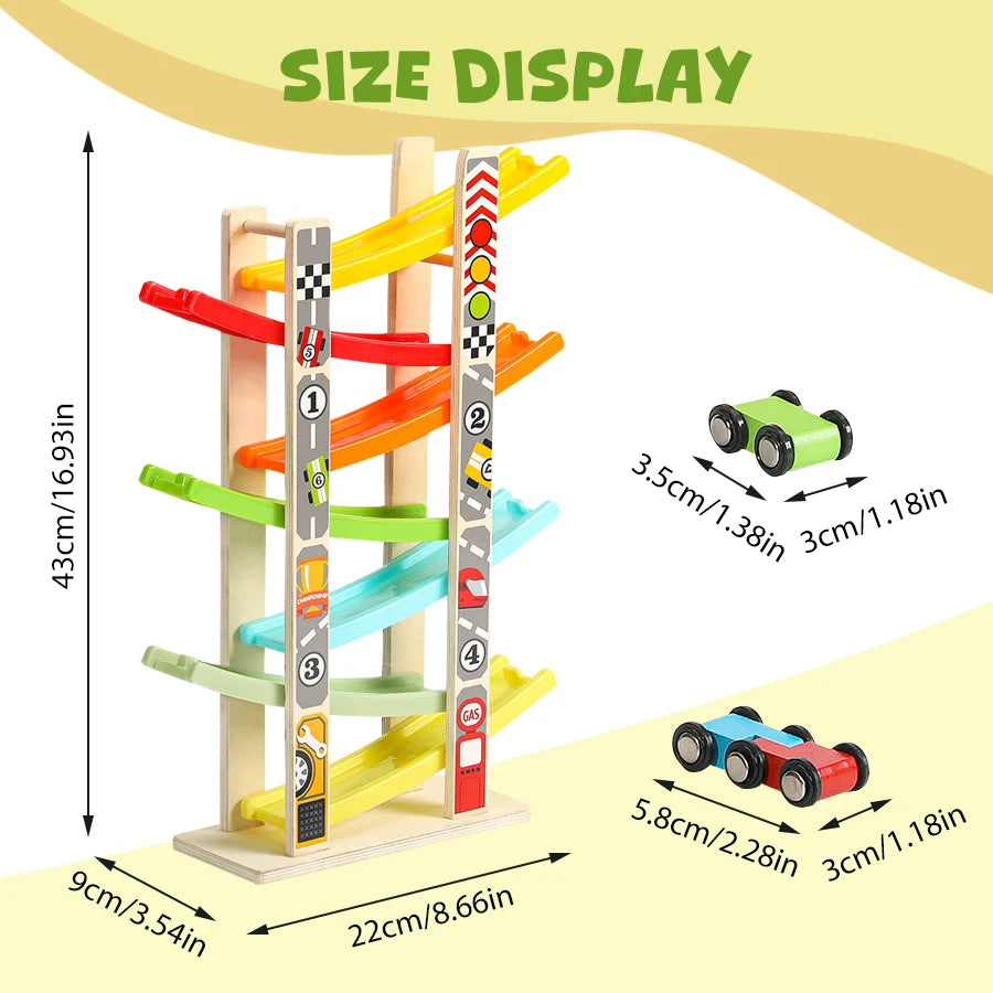Edutree 7 Track Wooden Ramp Racing Toddler Toys Set