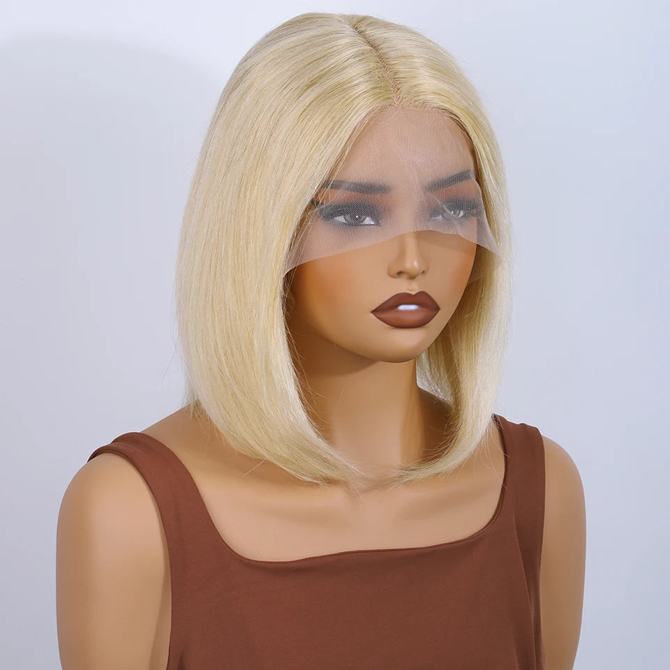 Remy Bob Lace Front Wig Straight Human Hair Lightweight