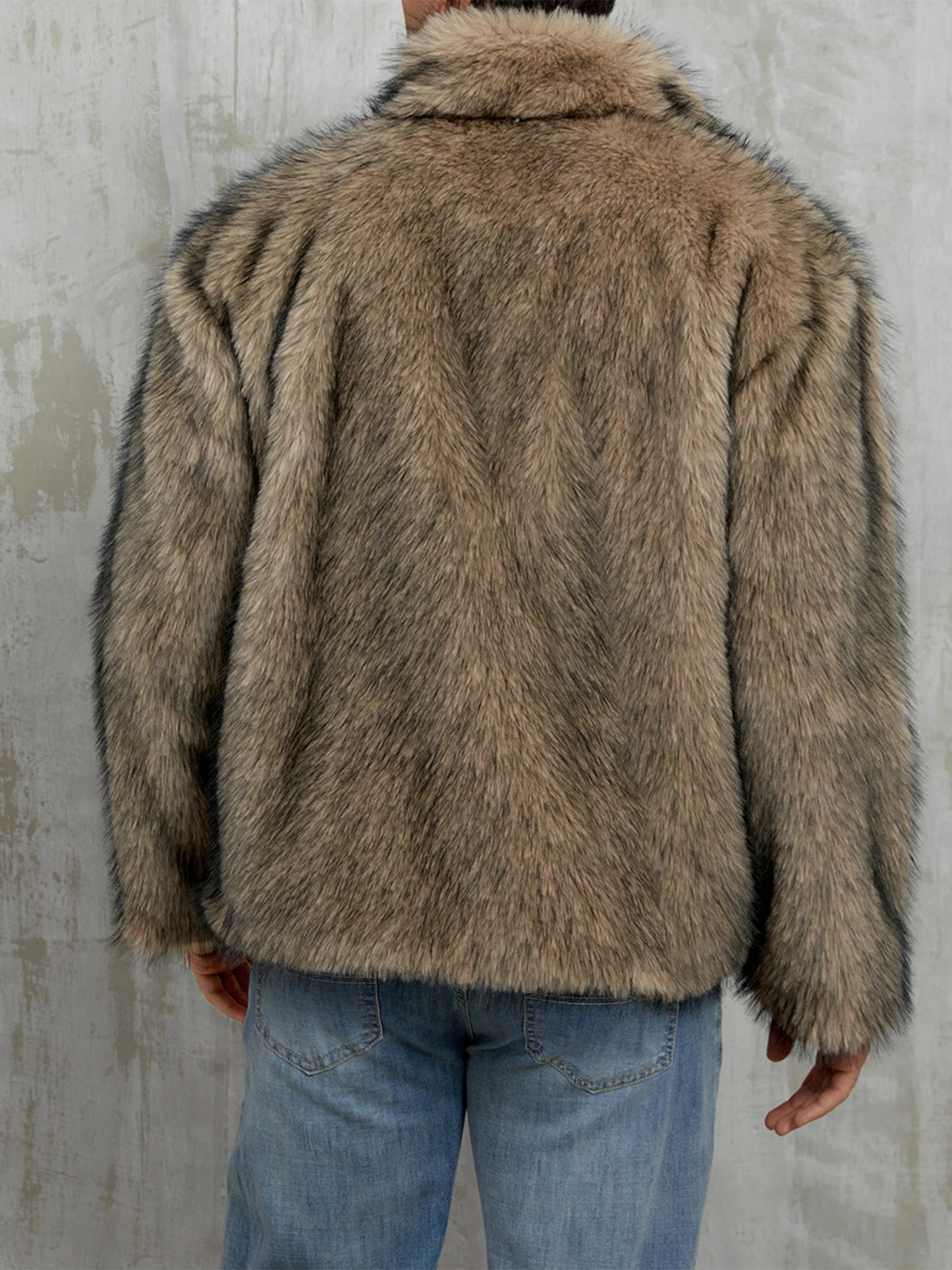 CN Guangdong Men Faux Fur Jacket Winter Thick Collar Coat