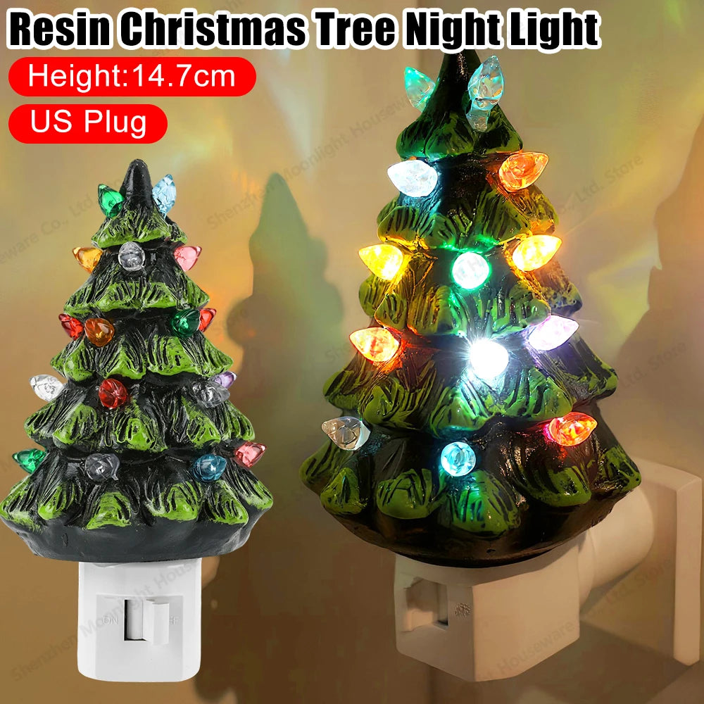 APWIKOGER Christmas Tree Night Light 360 Degree Swivel Resin Lamp